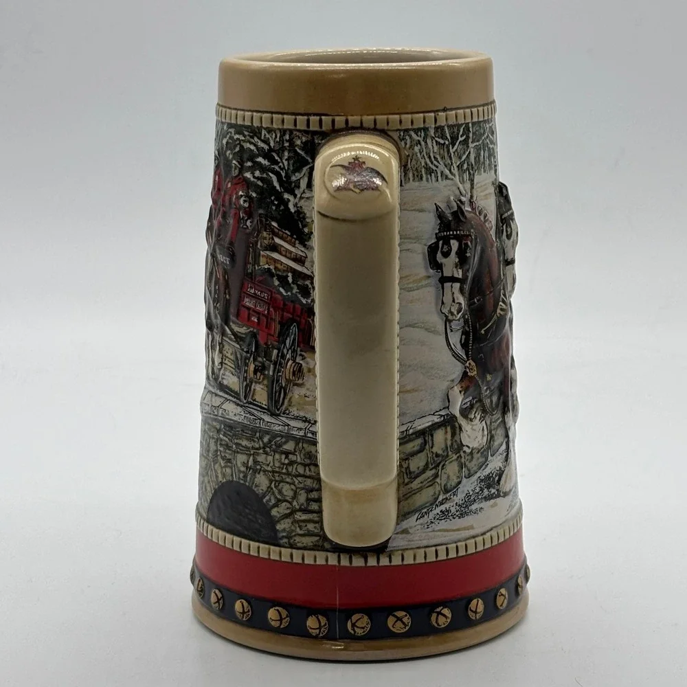 Vintage 1988 Budweiser Clydesdale Holiday Beer Stein Collector Series Brazil